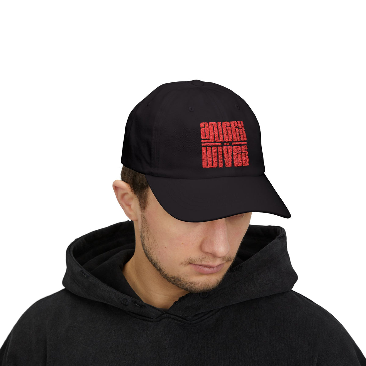 Dad Cap – 'Angry Wives' Retro Red Bold AW Logo Graphic Hat