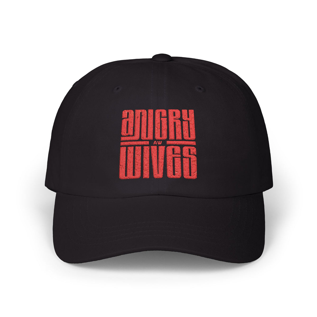 Dad Cap – 'Angry Wives' Retro Red Bold AW Logo Graphic Hat