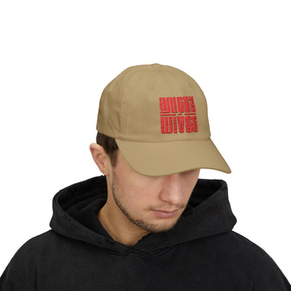 Dad Cap – 'Angry Wives' Retro Red Bold AW Logo Graphic Hat