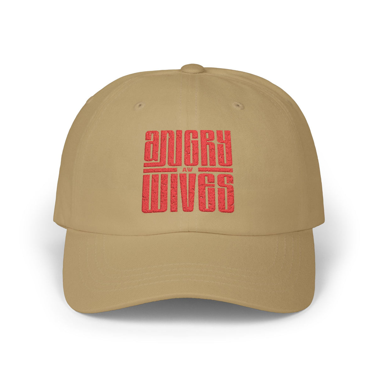 Dad Cap – 'Angry Wives' Retro Red Bold AW Logo Graphic Hat