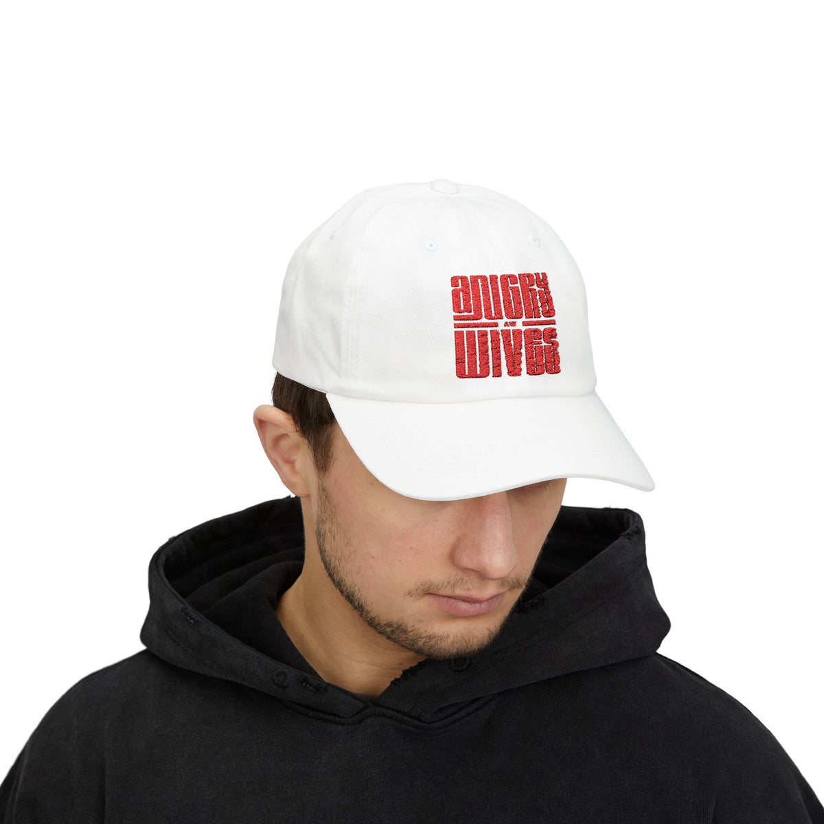 Dad Cap – 'Angry Wives' Retro Red Bold AW Logo Graphic Hat